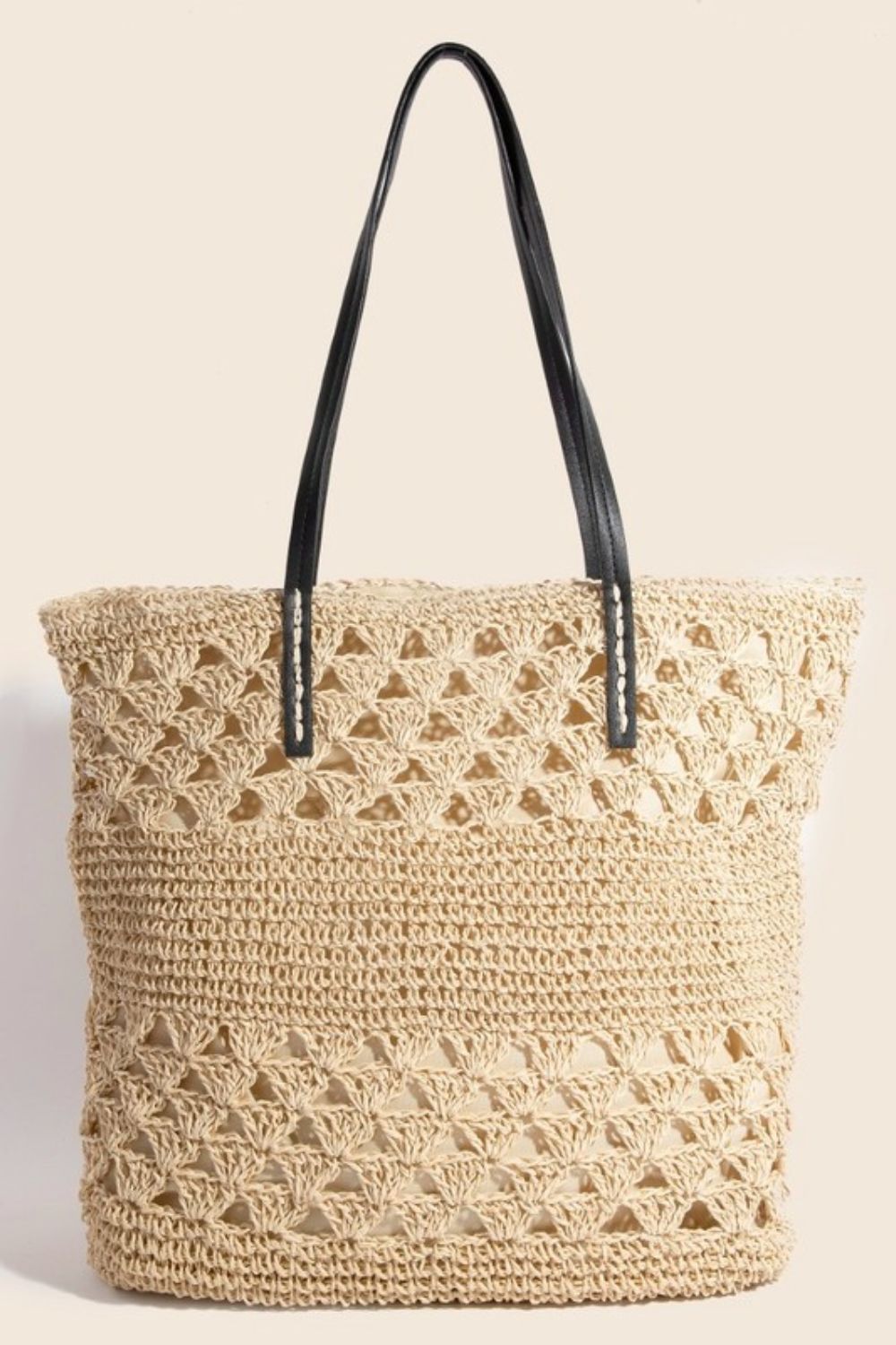 Fame Faux Leather Handle Knitted Tote Bag-Very Besty