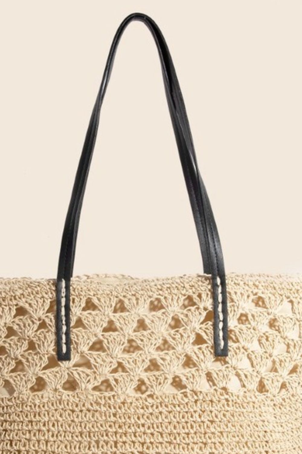 Fame Faux Leather Handle Knitted Tote Bag-Very Besty