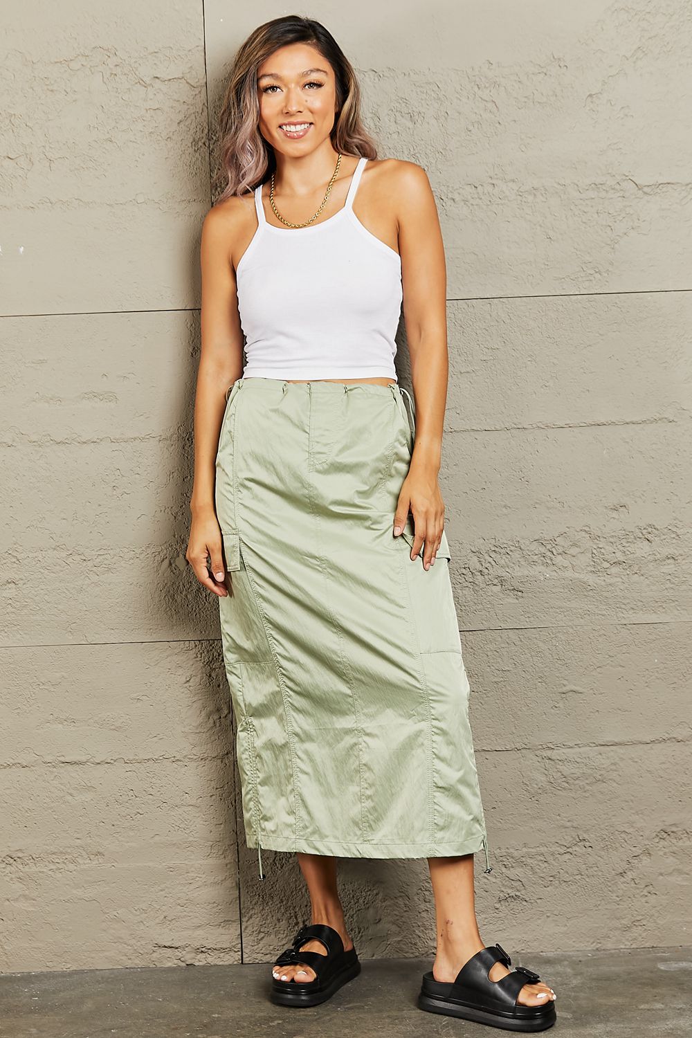 HYFVE Just In Time High Waisted Cargo Midi Skirt-Very Besty
