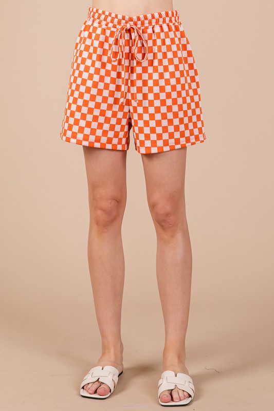 Ces Femme Checkered Round Neck Top and Shorts Set-Very Besty