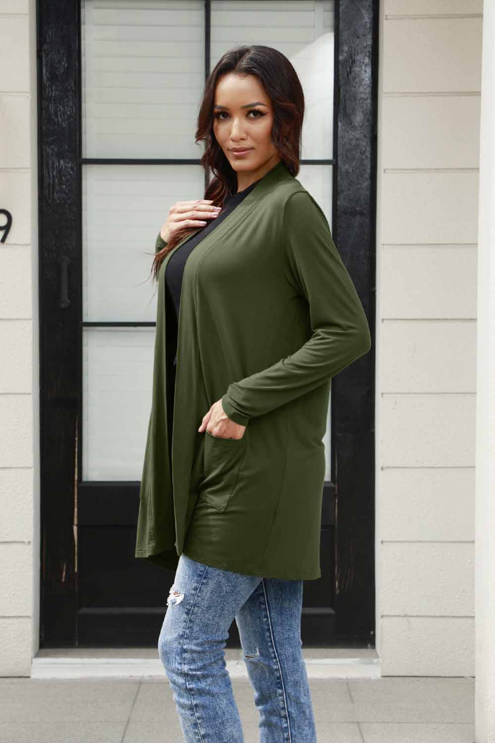 Basic Bae Full Size Open Front Long Sleeve Cardigan with Pockets-Very Besty