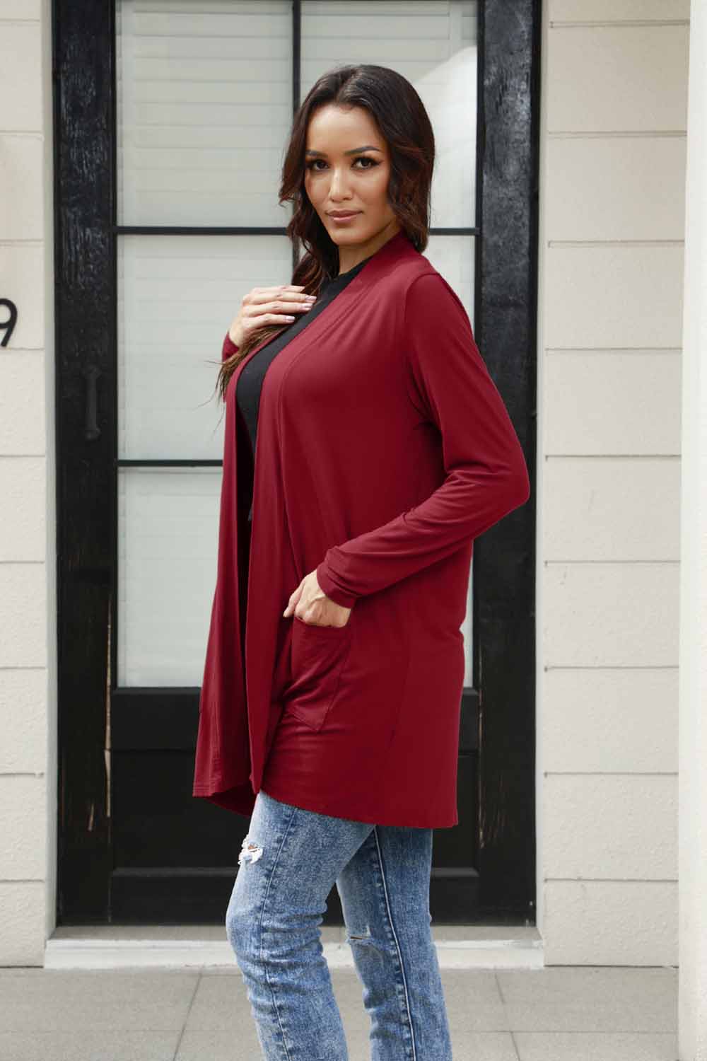 Basic Bae Full Size Open Front Long Sleeve Cardigan with Pockets-Very Besty