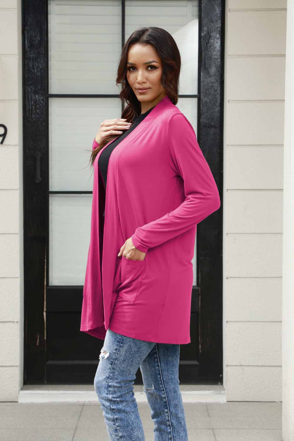 Basic Bae Full Size Open Front Long Sleeve Cardigan with Pockets-Very Besty