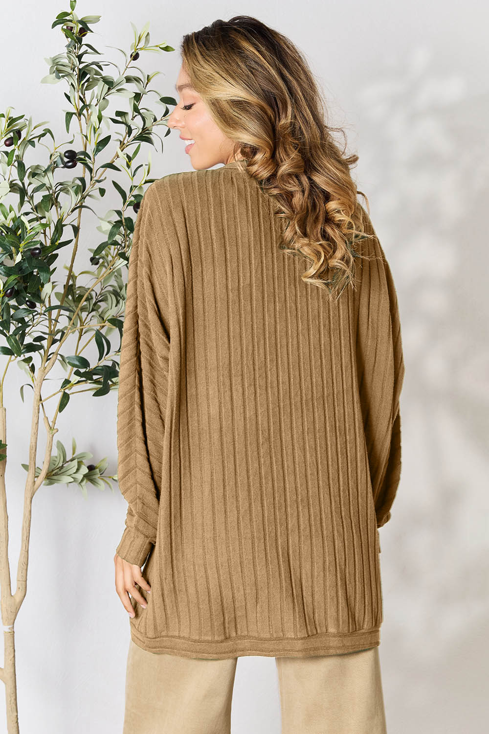 Basic Bae Full Size Ribbed Cocoon Cardigan-Very Besty