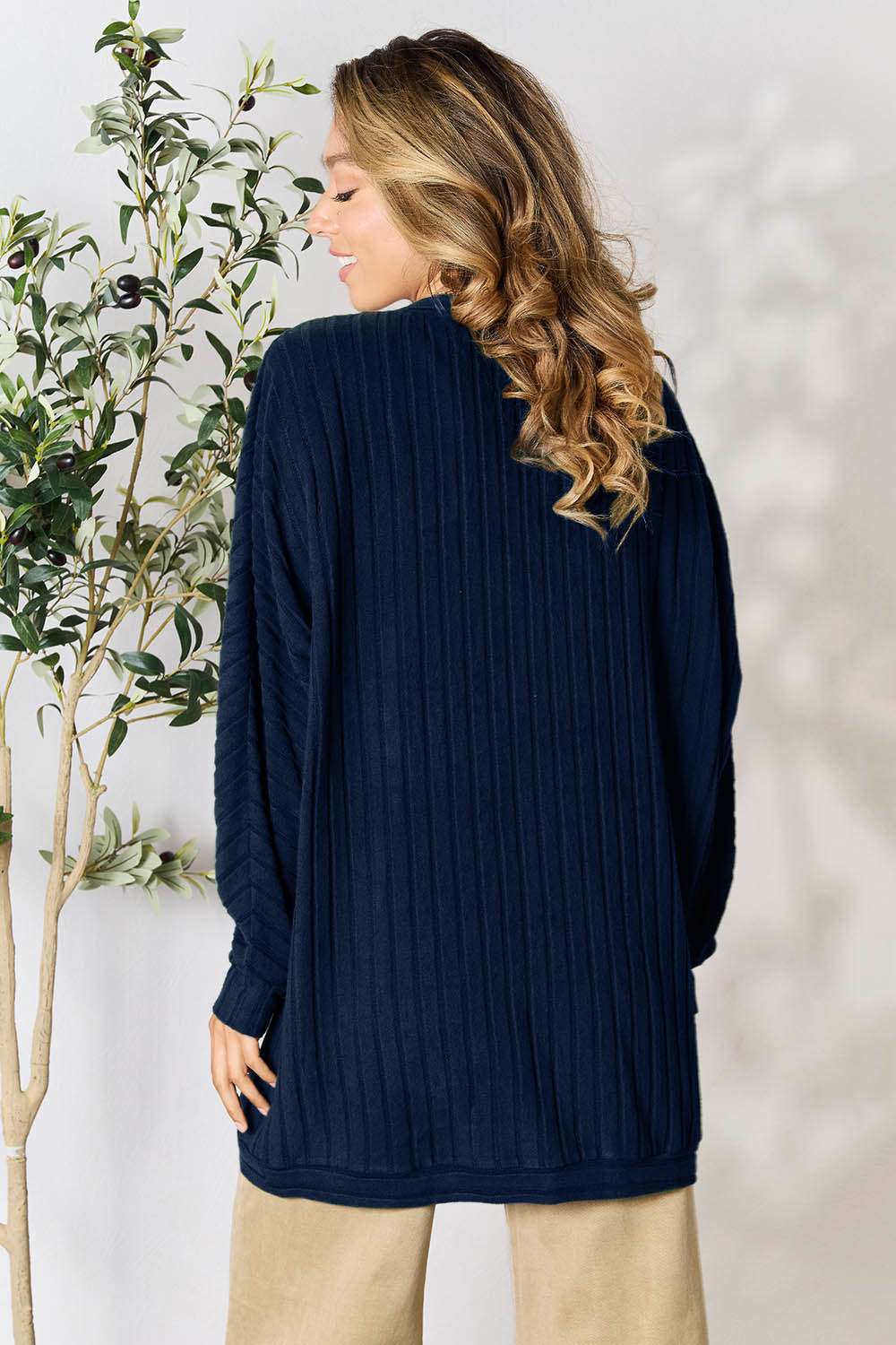 Basic Bae Full Size Ribbed Cocoon Cardigan-Very Besty