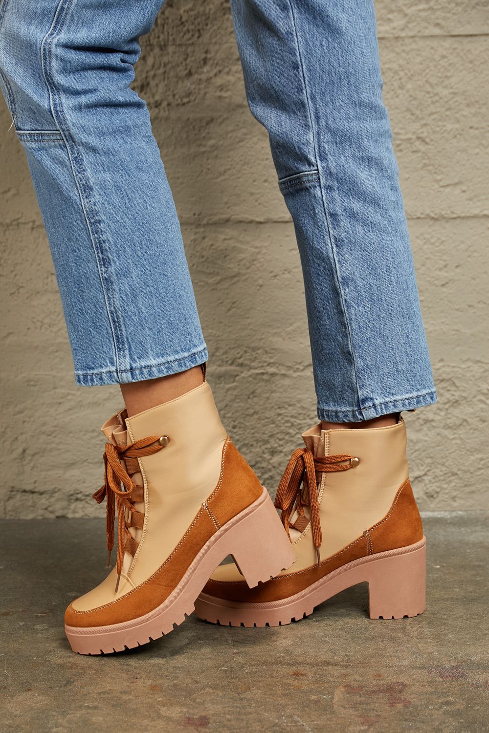 East Lion Corp Lace Up Lug Booties-Very Besty