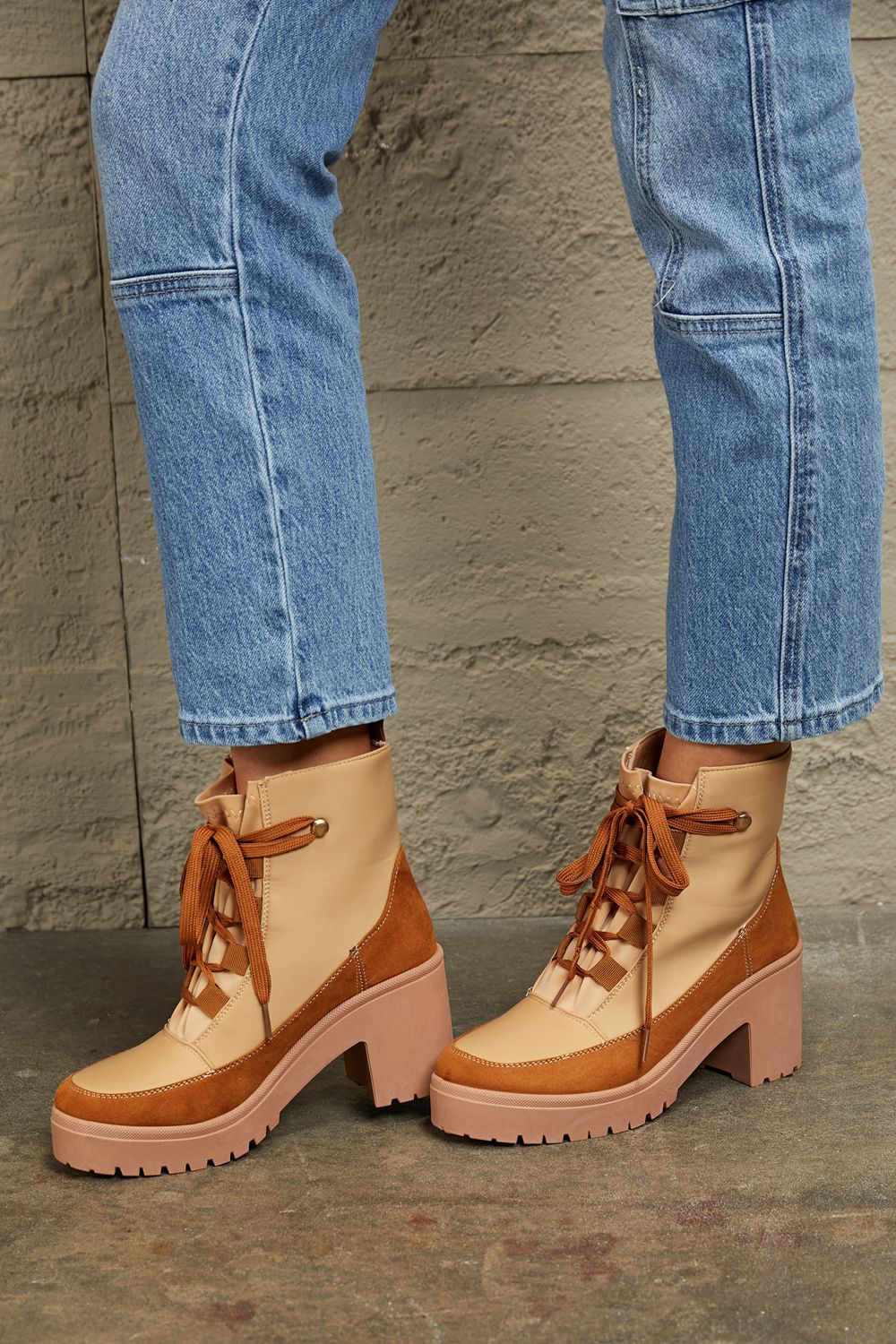 East Lion Corp Lace Up Lug Booties-Very Besty