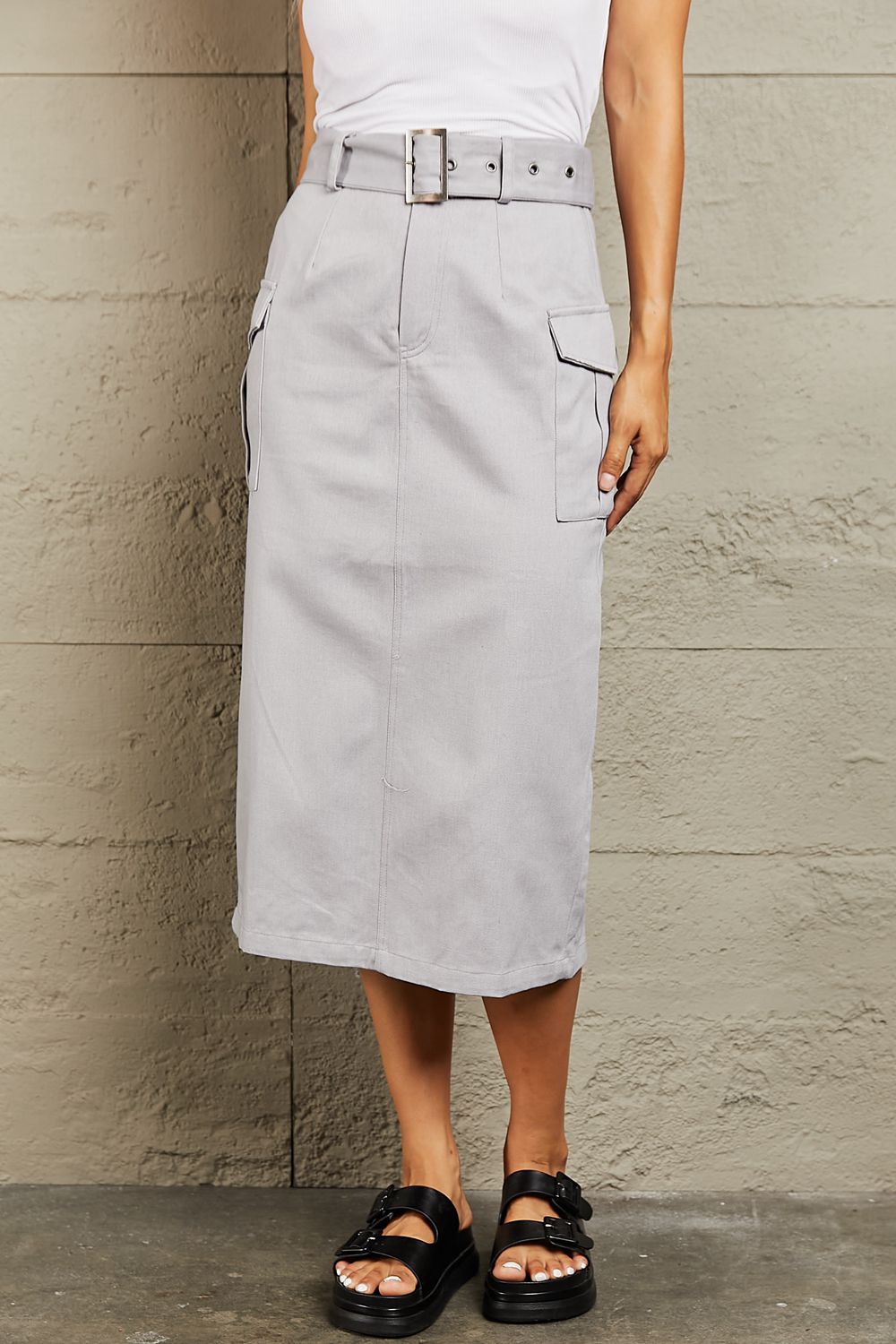 HYFVE Professional Poise Buckled Midi Skirt-Very Besty