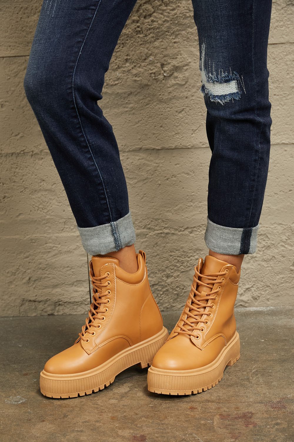East Lion Corp Platform Combat Boots-Very Besty