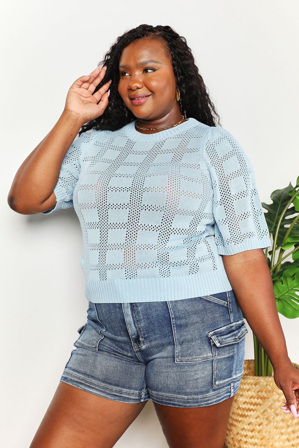 Mandy Ribbed Trim Round Neck Knit Top-Very Besty