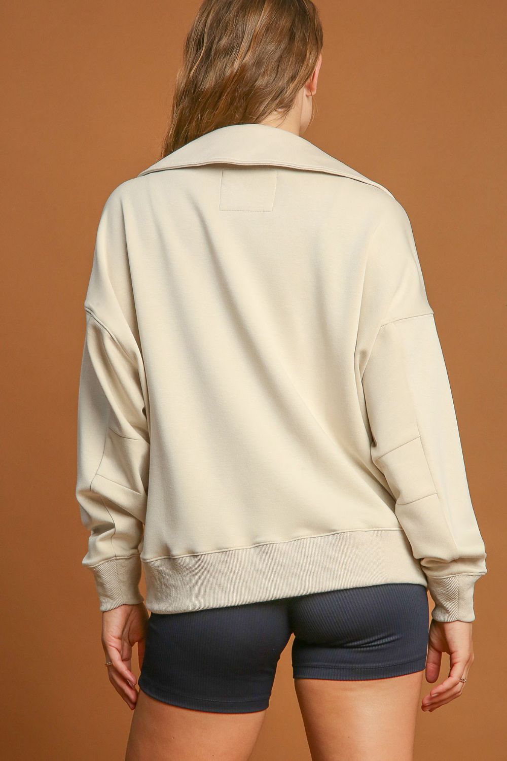Umgee Johnny Collar Dropped Shoulder Sweatshirt-Very Besty