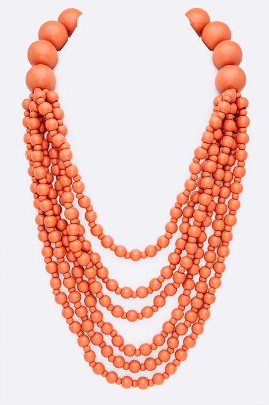 Multi Strand Wooden Beads Necklace-Very Besty