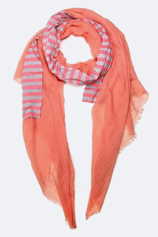 Striped Jersey Knit Layered Fashion Fringe Scarf-Very Besty