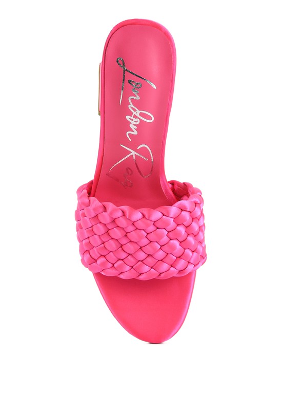 LUST LOOK BRAIDED SATIN BLOCK SANDALS-Very Besty